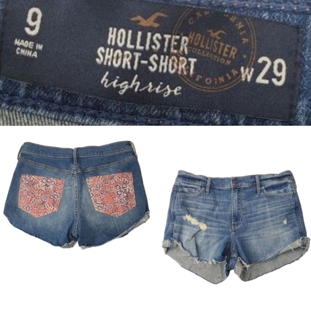 29 HOLLISTER HR HIGH RISE SHORT JEAN JEANS FESTIVAL SHORTS